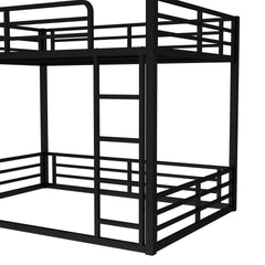 Bellemave® Full Over Full Floor Bunk Beds for Kids/Adults,Heavy Duty Metal Kids Bunk Beds Full Over Full,Noise Reduced Structure,Black - Bellemave