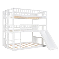 Bellemave® Full over Full & Full Triple Bunk Bed with Built - in Ladder and Slide - Bellemave