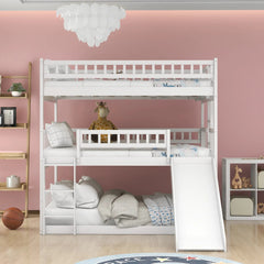 Bellemave® Full over Full & Full Triple Bunk Bed with Built - in Ladder and Slide - Bellemave