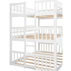 Bellemave® Full over Full & Full Triple Bunk Bed with Built - in Ladder and Slide - Bellemave