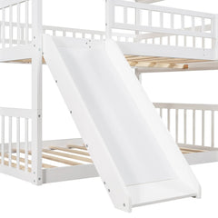 Bellemave® Full over Full & Full Triple Bunk Bed with Built - in Ladder and Slide - Bellemave