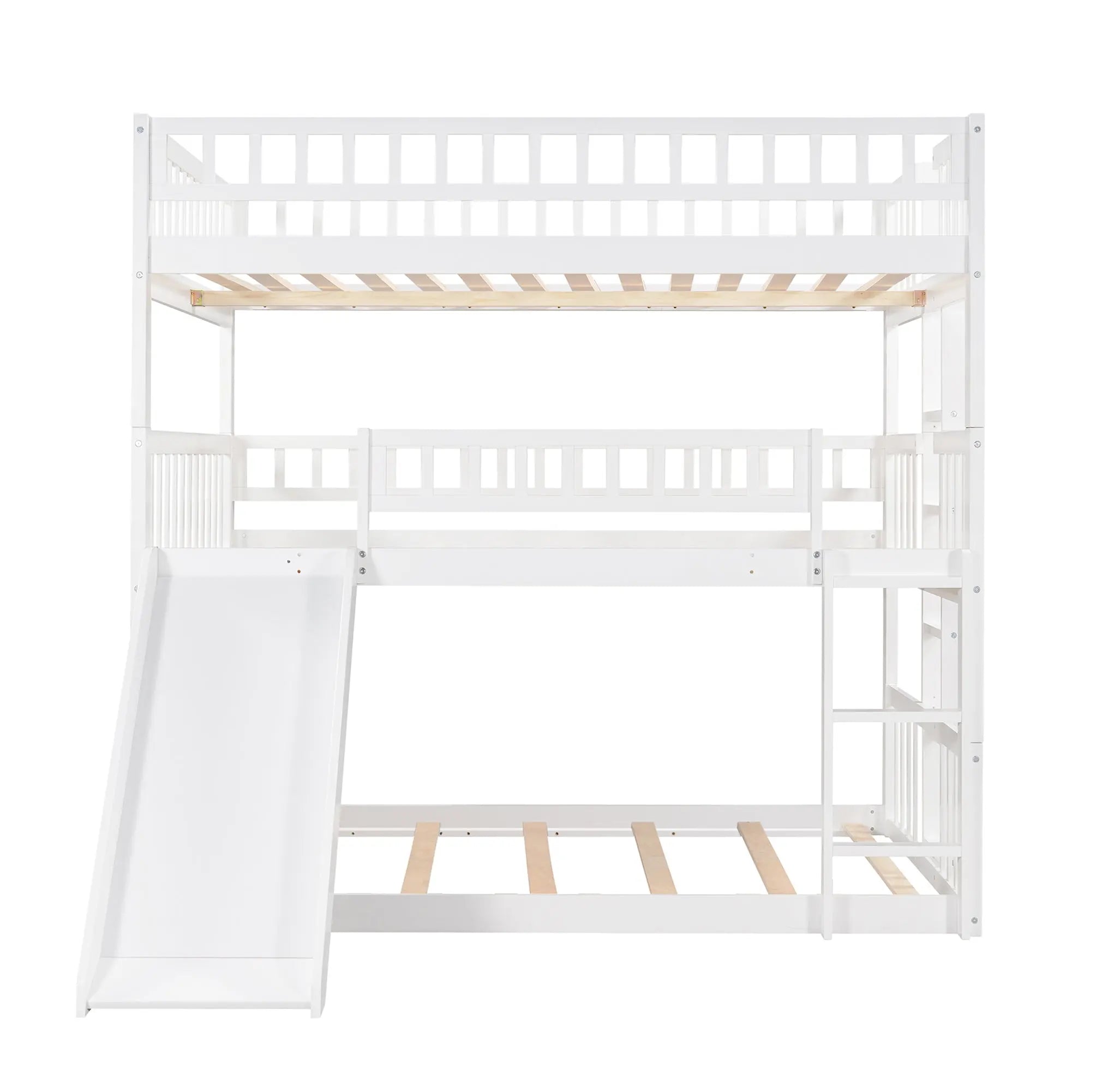 Bellemave® Full over Full & Full Triple Bunk Bed with Built - in Ladder and Slide - Bellemave