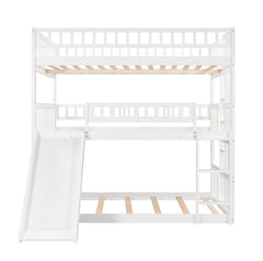 Bellemave® Full over Full & Full Triple Bunk Bed with Built - in Ladder and Slide - Bellemave