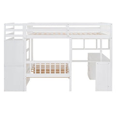 Bellemave® Full Over Twin Bunk Bed with Desk, Drawers and Shelves - Bellemave