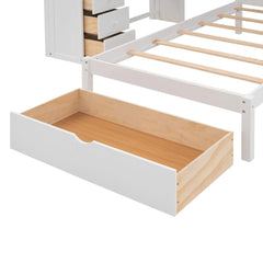 Bellemave® Full over Twin Bunk Bed with Desk, Drawers and Shelves, White - Bellemave