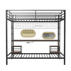 Bellemave® Full Over Twin Bunk Bed with Desk, Shelves & Charging Station - Bellemave