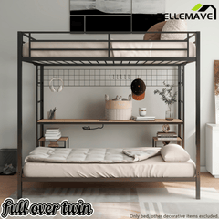 Bellemave® Full Over Twin Bunk Bed with Desk, Shelves & Charging Station - Bellemave