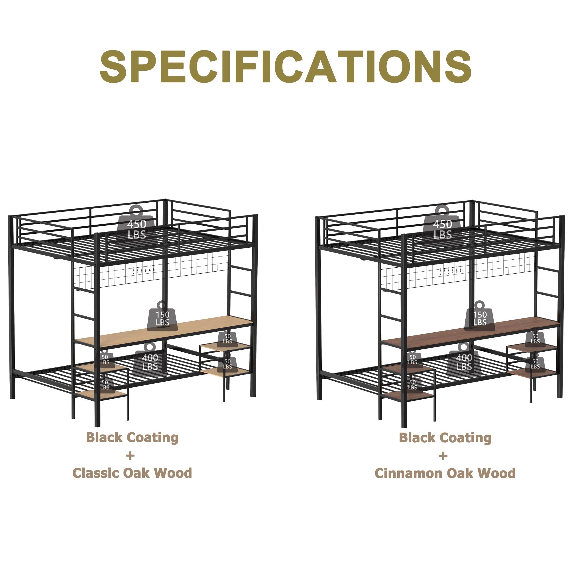 Bellemave® Full Over Twin Bunk Bed with Desk, Shelves & Charging Station - Bellemave