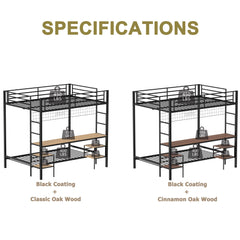 Bellemave® Full Over Twin Bunk Bed with Desk, Shelves & Charging Station - Bellemave