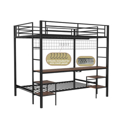 Bellemave® Full Over Twin Bunk Bed with Desk, Shelves & Charging Station - Bellemave