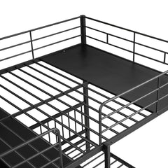 Bellemave® Full Over Twin Metal Bunk Bed with Built - in Desk, Shelves and Ladder - Bellemave
