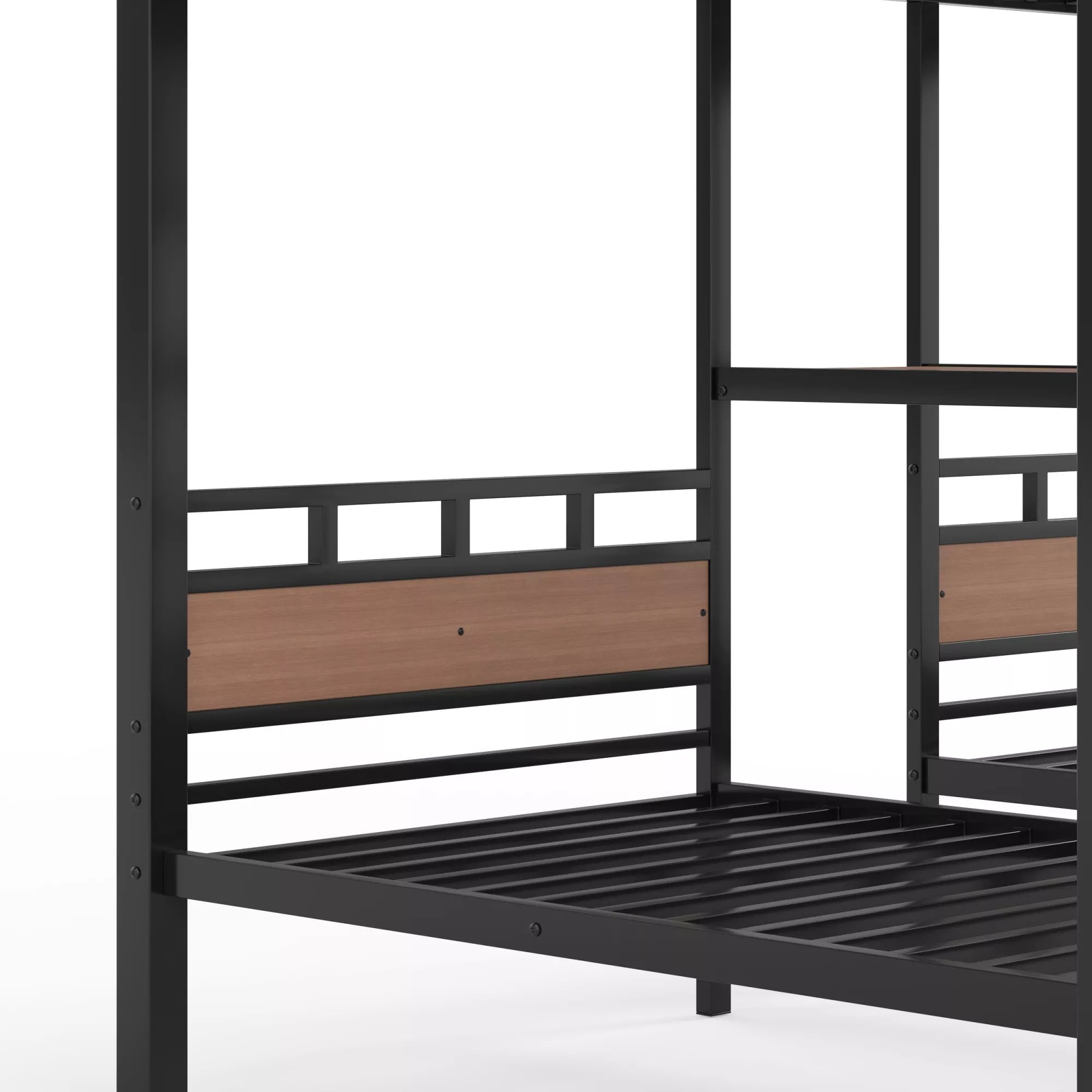 Bellemave® Full over Twin over Twin Metal Bunk Bed with Shelf & Stairs, Heavy Duty Triple Bunk Beds with Safety Guardrails, for 3 Kids, Teens, Black - Bellemave
