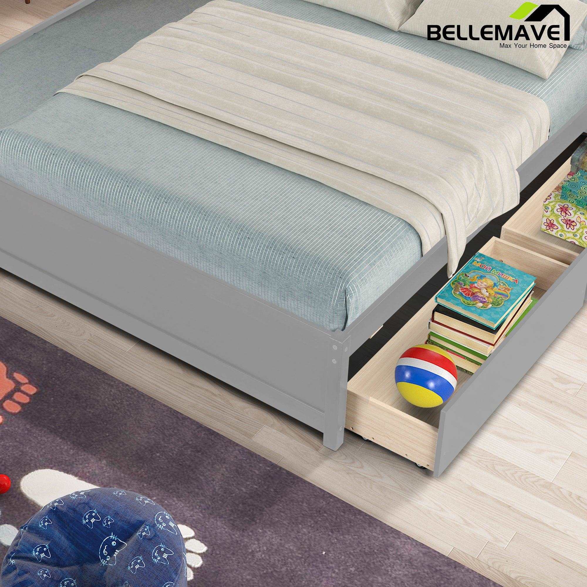 Bellemave Full Platform Bed with Twin Size Trundle&2 Drawers - Bellemave