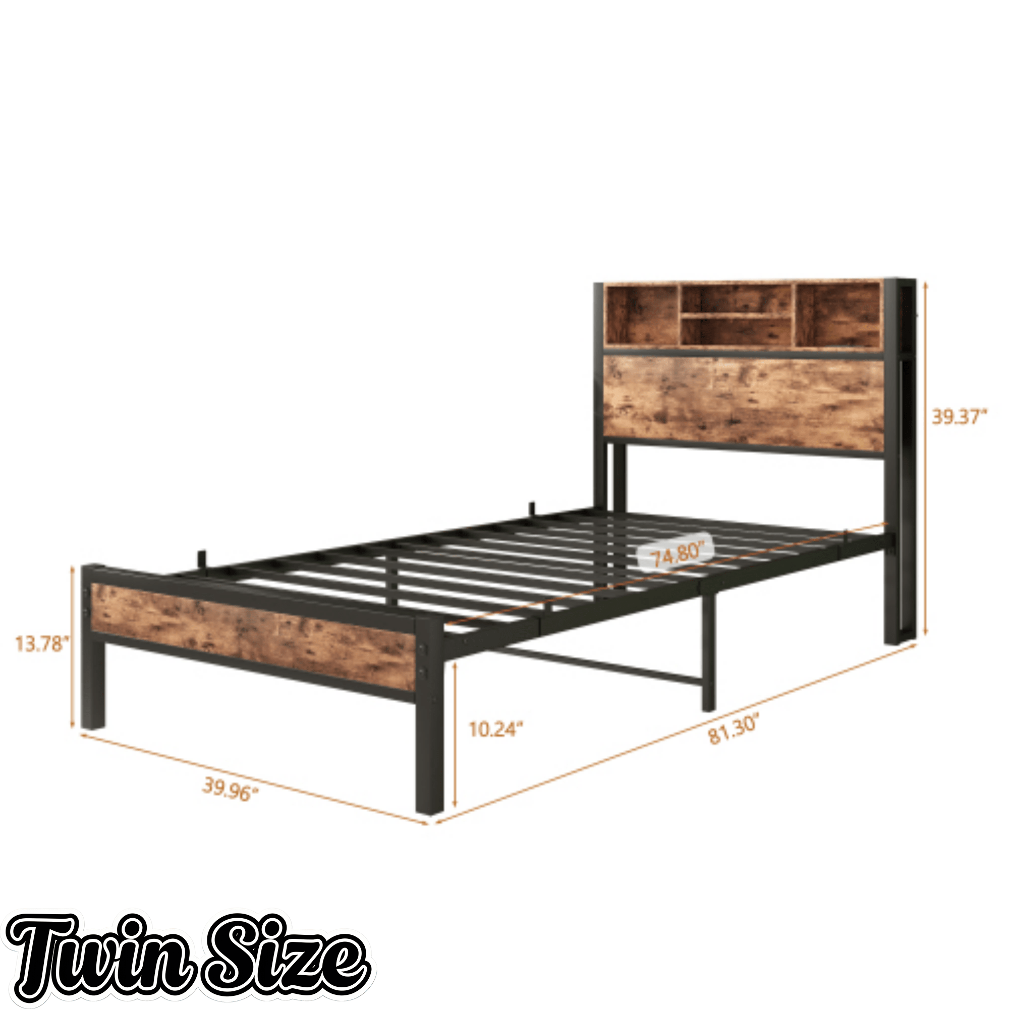 Bellemave® Full Size Bed Frame with Storage Wooden Headboard,Modern Bedroom Metal Platform Bed with Charging Station,No Box Spring Needed,for Adult Kid Teen,Black - Bellemave