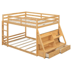 Bellemave® Full Size Bunk Bed with LED Lights & USB Ports | Storage Shelves & 2 Drawers - Bellemave