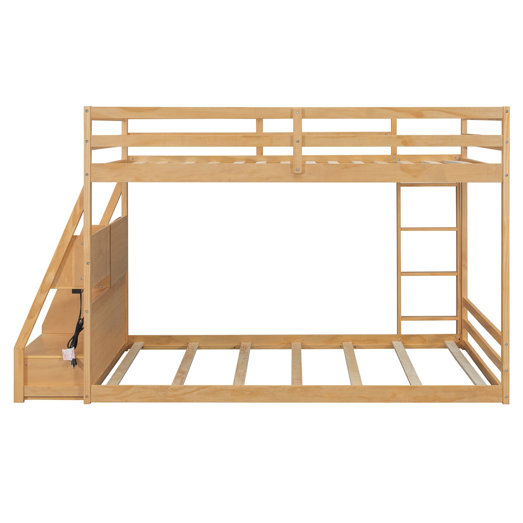 Bellemave® Full Size Bunk Bed with LED Lights & USB Ports | Storage Shelves & 2 Drawers - Bellemave