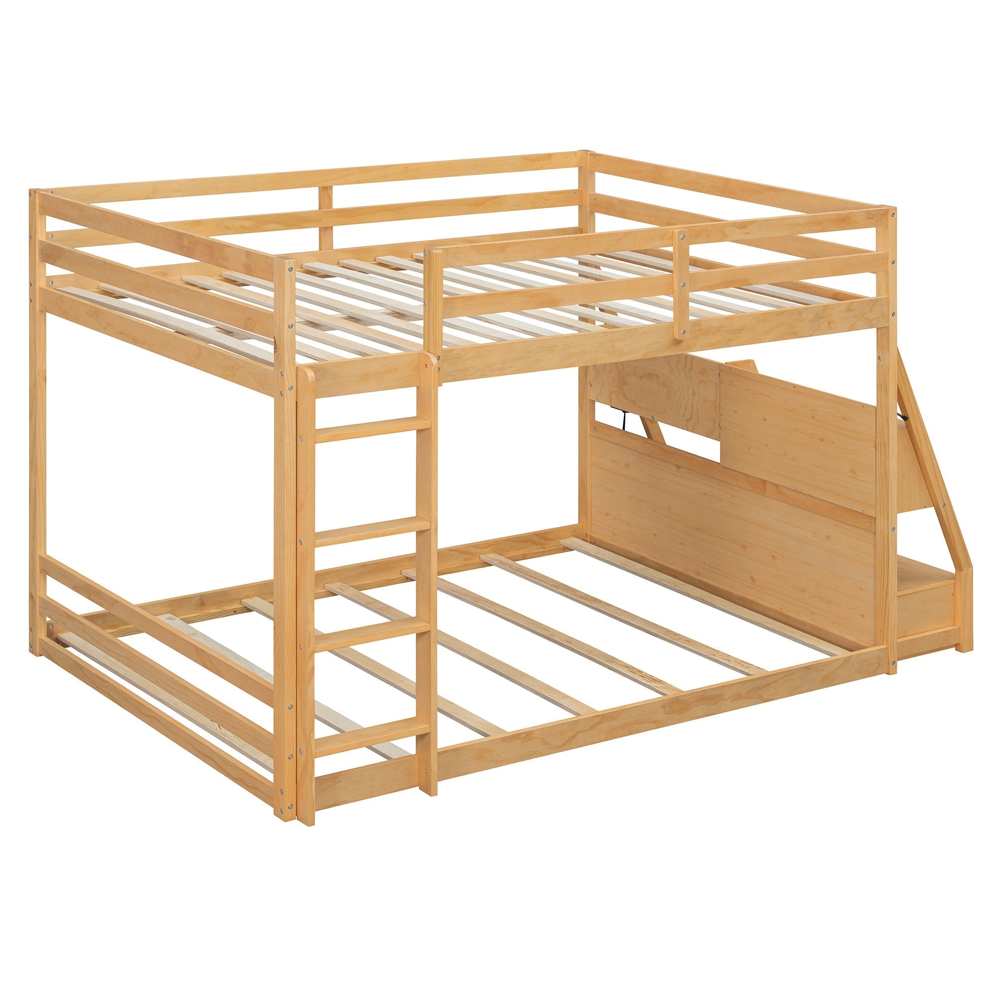 Bellemave® Full Size Bunk Bed with LED Lights & USB Ports | Storage Shelves & 2 Drawers - Bellemave