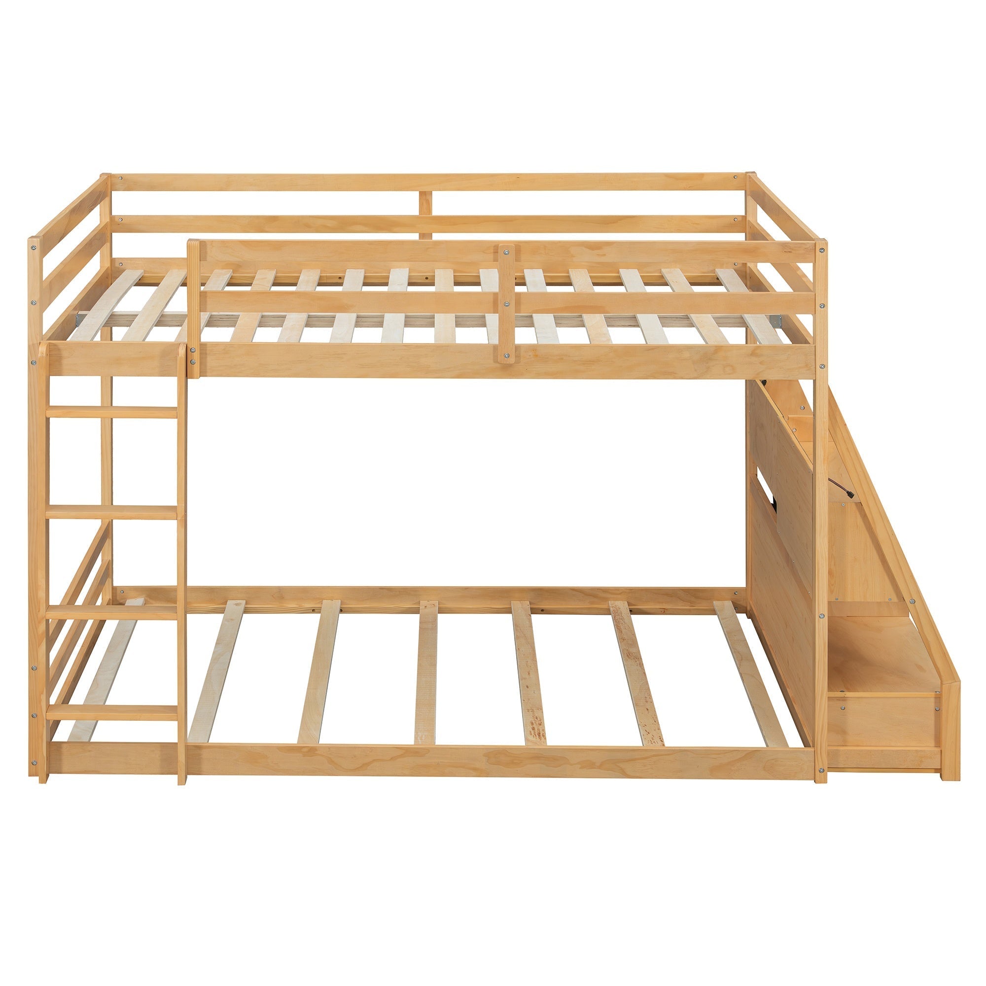 Bellemave® Full Size Bunk Bed with LED Lights & USB Ports | Storage Shelves & 2 Drawers - Bellemave