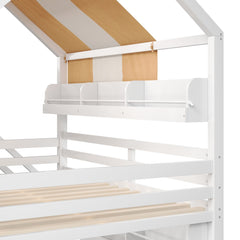 Bellemave® Full Size Bunk bed with Slide, Stair & Bookshelf, House roof Design, Low bunk/loft Bed for Kids - Bellemave