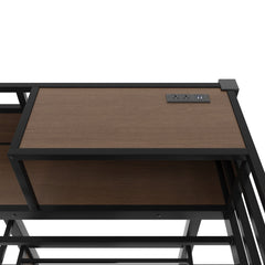 Bellemave® Full Size Bunk Bed with Storage Drawers & 3 - Tier Shelves, Heavy Duty Metal Bunk Beds with Charging Station & Light, Black - Bellemave