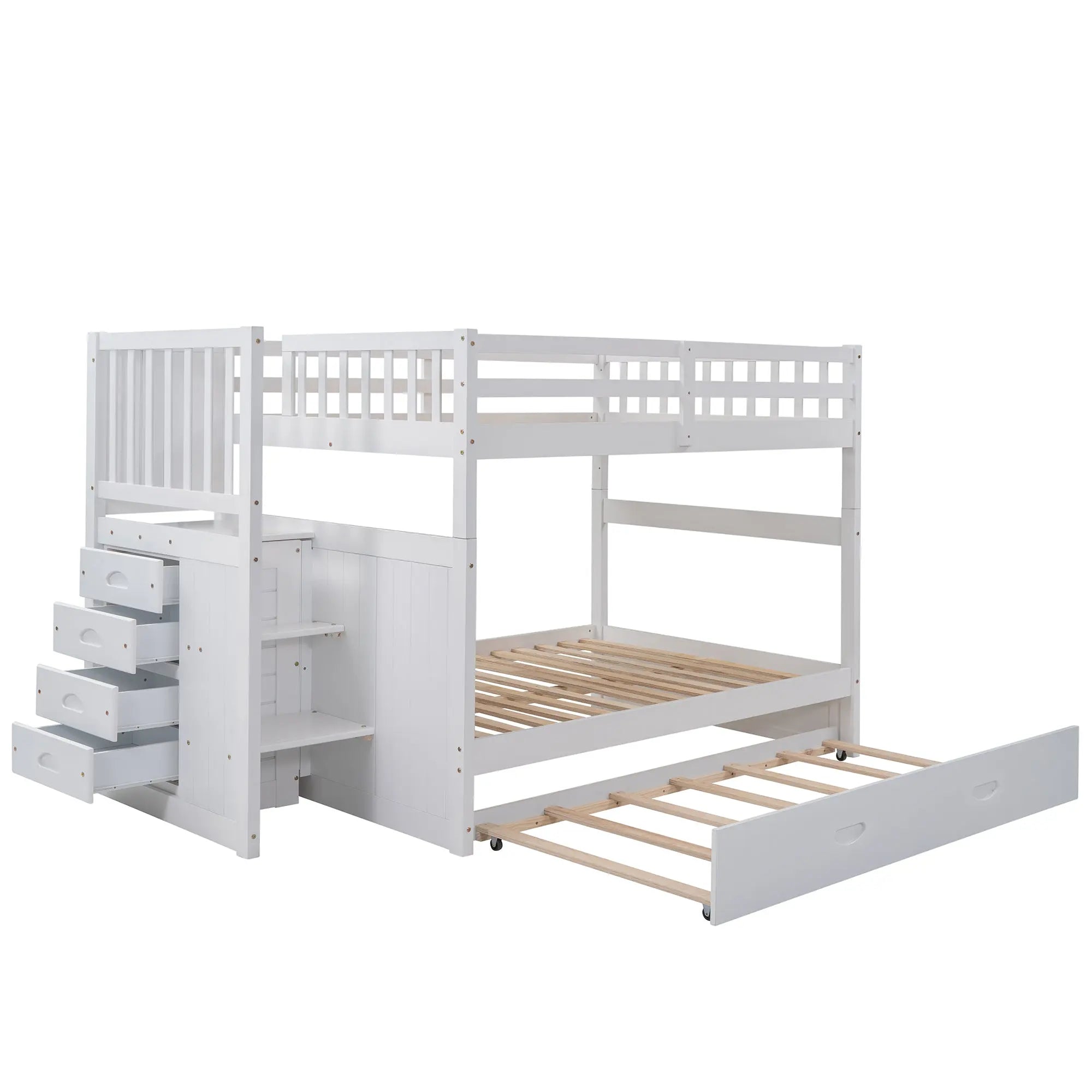 Bellemave® Full Size Bunk Bed with Trundle Bed - Bellemave