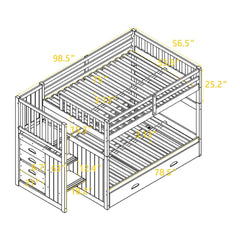 Bellemave® Full Size Bunk Bed with Trundle Bed - Bellemave