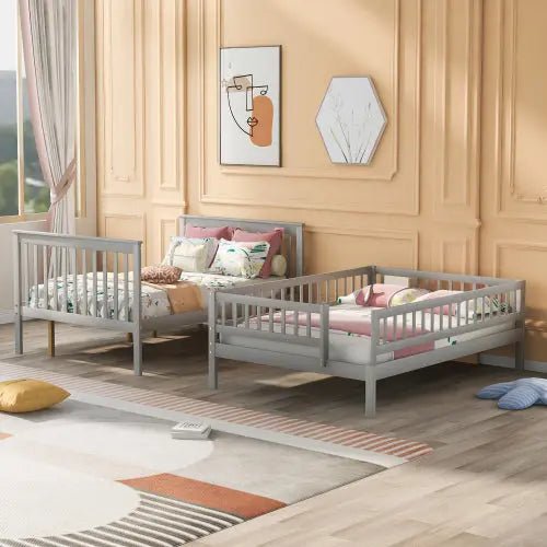 Bellemave® Full Size Bunk Bed with Trundle Bed and Staircase - Bellemave