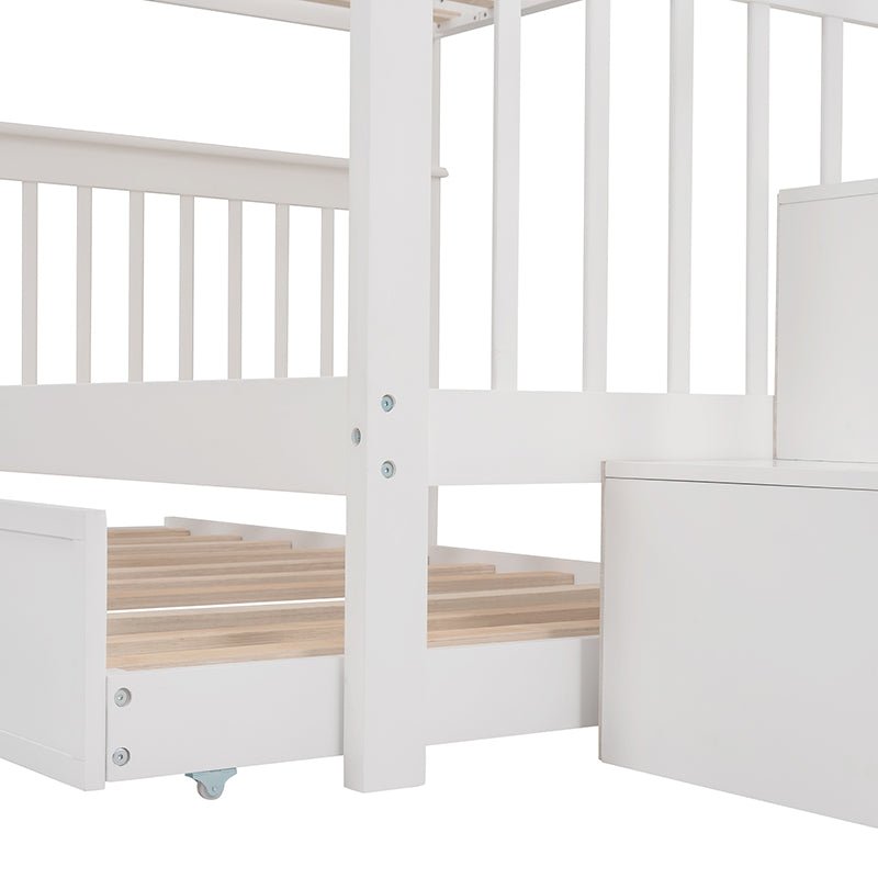 Bellemave® Full Size Bunk Bed with Trundle Bed, Storage and GuardRail - Bellemave