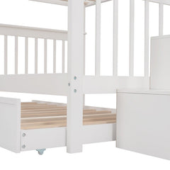 Bellemave® Full Size Bunk Bed with Trundle Bed, Storage and GuardRail - Bellemave