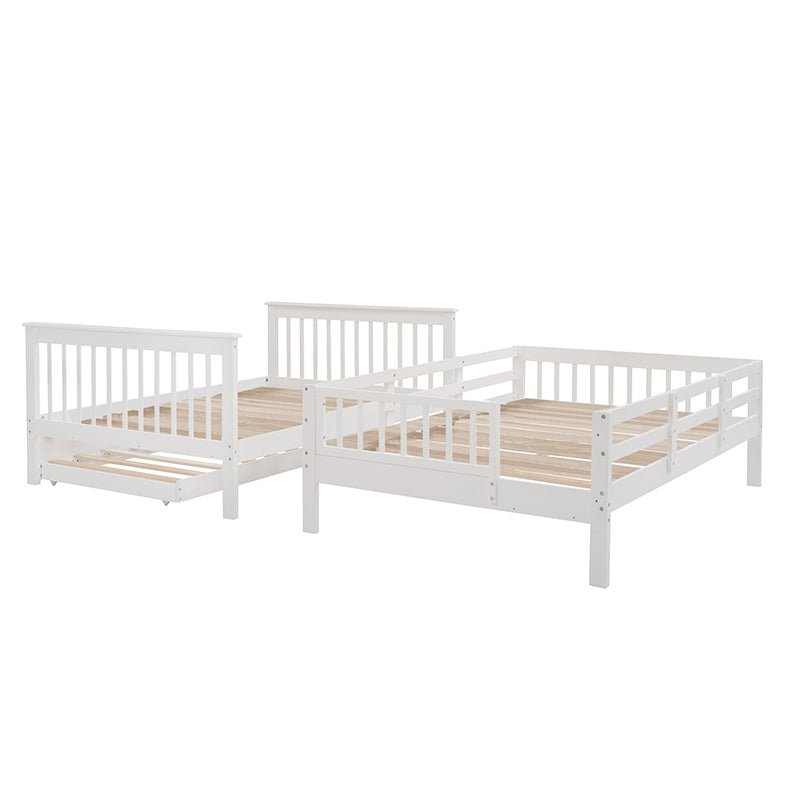 Bellemave® Full Size Bunk Bed with Trundle Bed, Storage and GuardRail - Bellemave