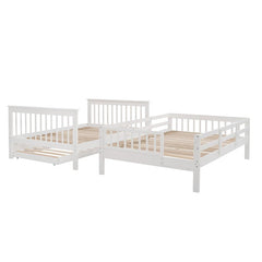 Bellemave® Full Size Bunk Bed with Trundle Bed, Storage and GuardRail - Bellemave