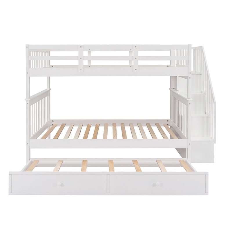 Bellemave® Full Size Bunk Bed with Trundle Bed, Storage and GuardRail - Bellemave