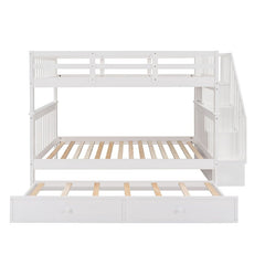 Bellemave® Full Size Bunk Bed with Trundle Bed, Storage and GuardRail - Bellemave