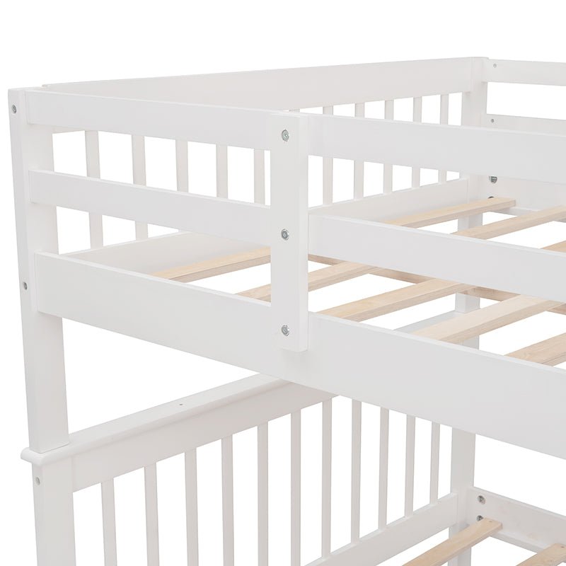 Bellemave® Full Size Bunk Bed with Trundle Bed, Storage and GuardRail - Bellemave