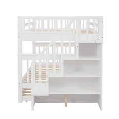 Bellemave® Full Size Bunk Bed with Trundle Bed, Storage and GuardRail - Bellemave
