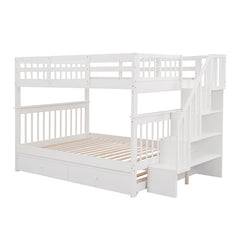Bellemave® Full Size Bunk Bed with Trundle Bed, Storage and GuardRail - Bellemave