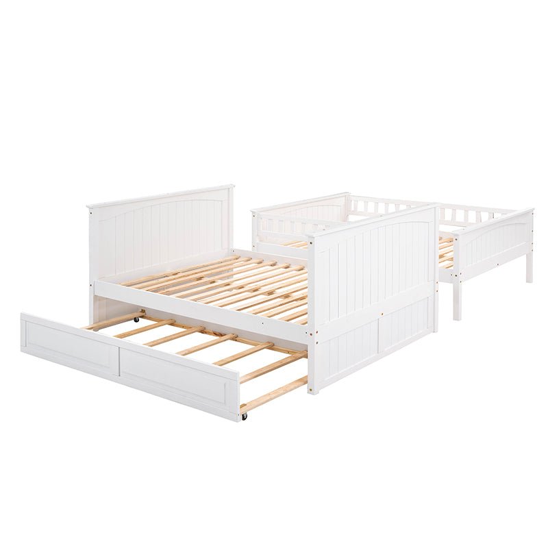 Bellemave® Full Size Bunk Bed with Twin Size Trundle and Guardrails - Bellemave