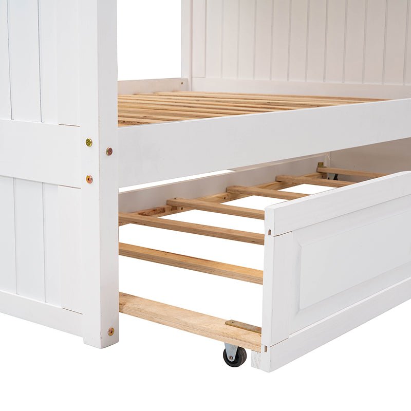 Bellemave® Full Size Bunk Bed with Twin Size Trundle and Guardrails - Bellemave
