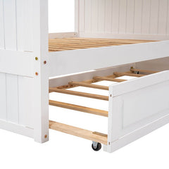 Bellemave® Full Size Bunk Bed with Twin Size Trundle and Guardrails - Bellemave