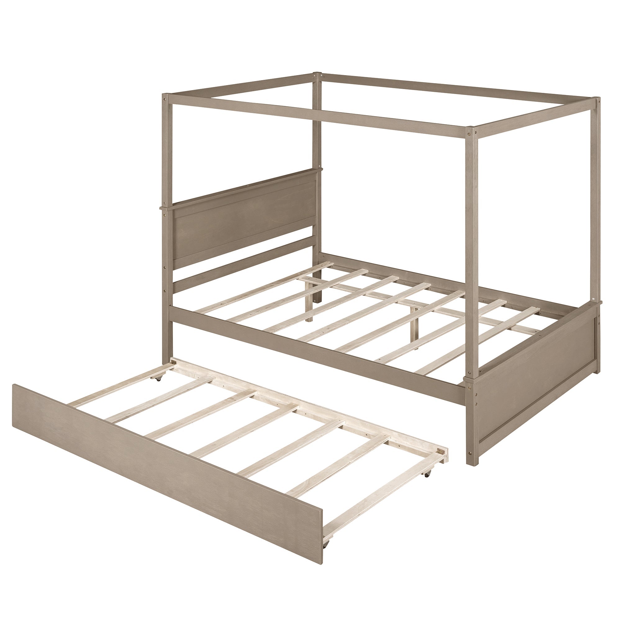 Bellemave Full Size Canopy Platform bed with Trundle - Bellemave