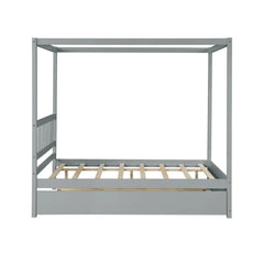 Bellemave® Full Size Canopy Platform Bed with Trundle - Bellemave