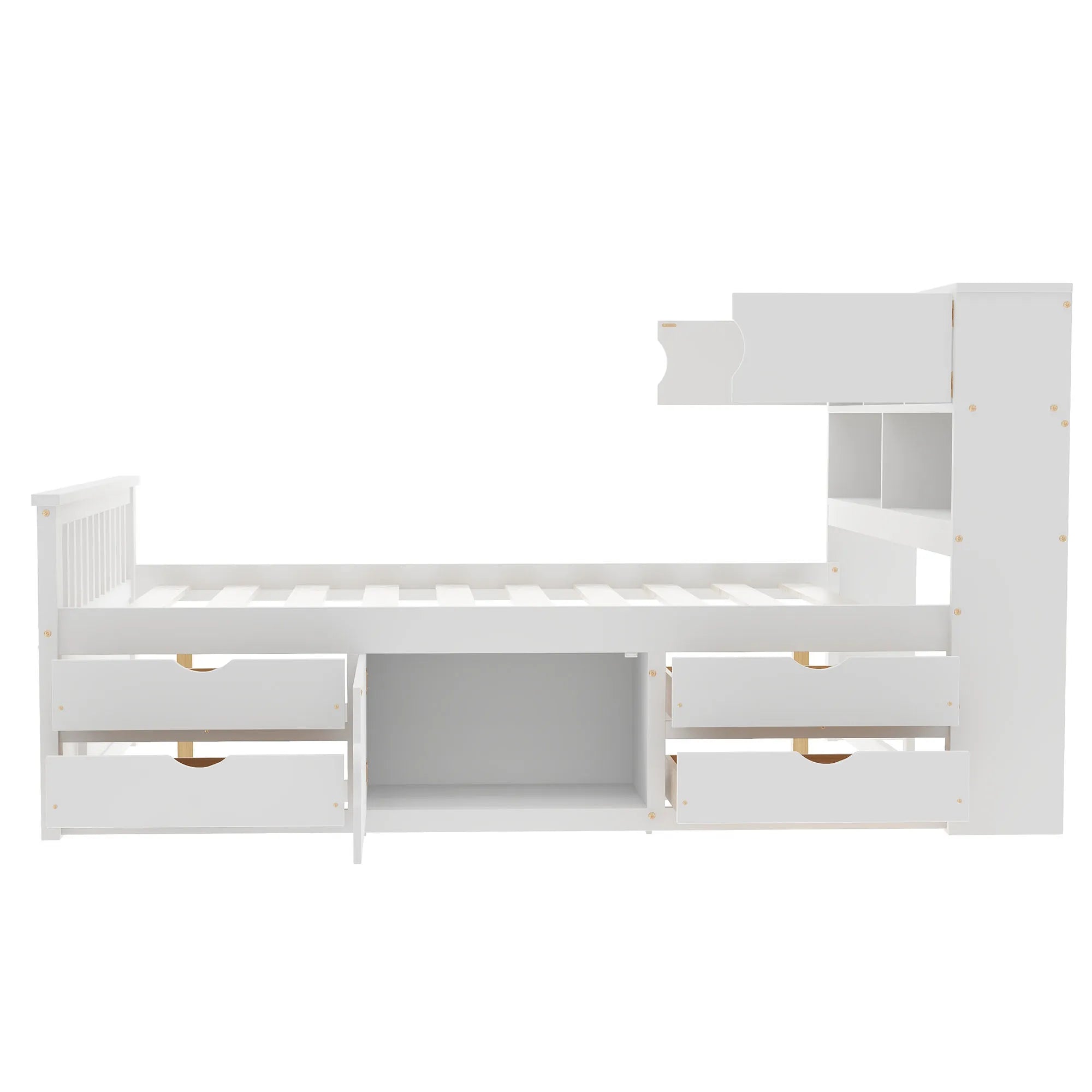 Bellemave® Full Size Captain Platform Bed with Storage Bookcases and Shelves,Four Drawers - Bellemave