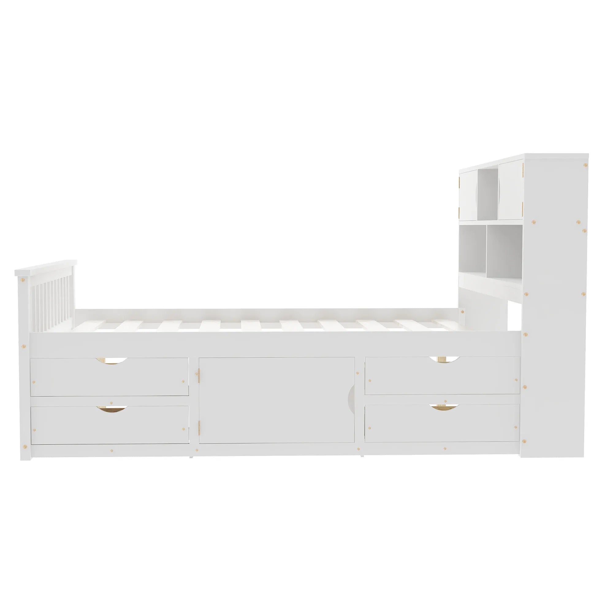 Bellemave® Full Size Captain Platform Bed with Storage Bookcases and Shelves,Four Drawers - Bellemave