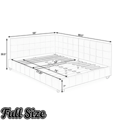 Bellemave® Full Size Corner Bed Frame with Comfortable Backrest & Armrests, Velvet Tufted Corner Bed Frame Full Size, Upholstered Daybed for Bedroom, Living Room, Guest Room, Black - Bellemave