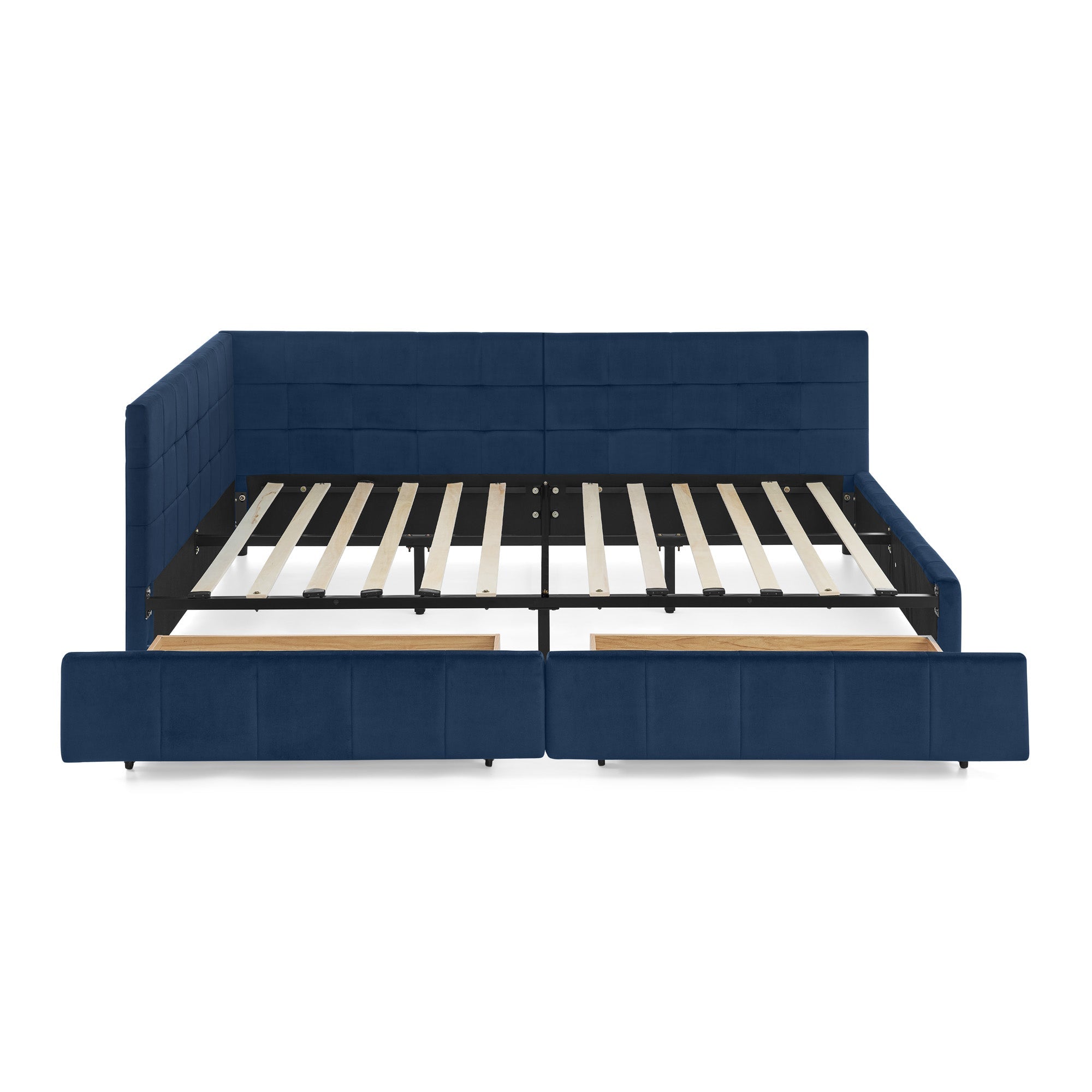 Bellemave® Full Size Corner Bed Frame with Storage Drawers, Comfortable Backrest and Armrests, Upholstered Daybed, Gary - Bellemave