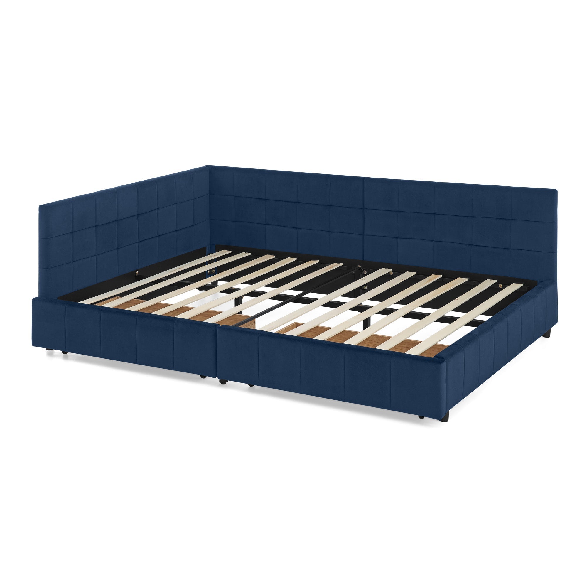Bellemave® Full Size Corner Bed Frame with Storage Drawers, Comfortable Backrest and Armrests, Upholstered Daybed, Gary - Bellemave