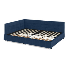 Bellemave® Full Size Corner Bed Frame with Storage Drawers, Comfortable Backrest and Armrests, Upholstered Daybed, Gary - Bellemave