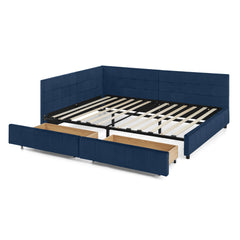 Bellemave® Full Size Corner Bed Frame with Storage Drawers, Comfortable Backrest and Armrests, Upholstered Daybed, Gary - Bellemave