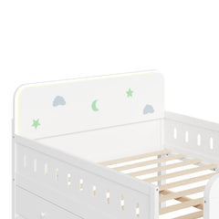 Bellemave® Full Size Daybed with LED Board, Storage Drawers, Footboard, Safety Rails & Stairs for Kids and Teens - Bellemave