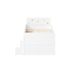 Bellemave® Full Size Daybed with LED Board, Storage Drawers, Footboard, Safety Rails & Stairs for Kids and Teens - Bellemave